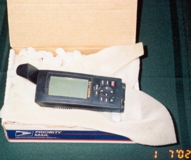 2002 - Bill Elliott's GPS receiver I found while looking for a geocache near Onyx Cave in southeast Missouri. Here I am shipping it back to Bill after getting his mailing address.