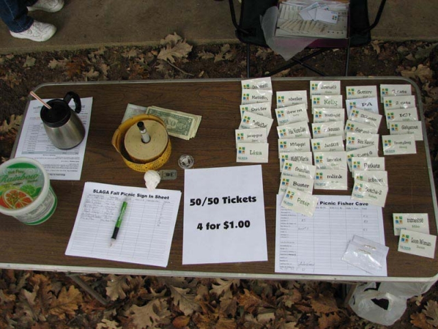 2006 - Signup table at the SLAGA fall picnic. Name tags, raffle tickets.