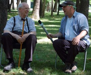July 21, 2007 - Doing a podcast interview with new geocacher who came to the SLAGA summer picnic.