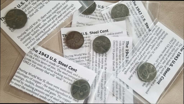 Set of 1943 steel Lincoln pennies ready to be placed in geocaches I find.
