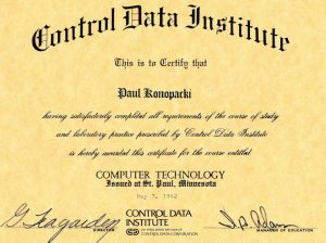 1982 - Control Data Institute diploma