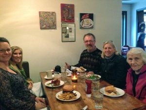 My wife and I were visiting family in Minnesota. Here we are a restaurant in Minneapolis. L to R: Wife: Elaine, Niece: Anelise, Brother-In-Law: Bill, Sister: Barb, Cousin: Selma (Kildegaard) Sloth.