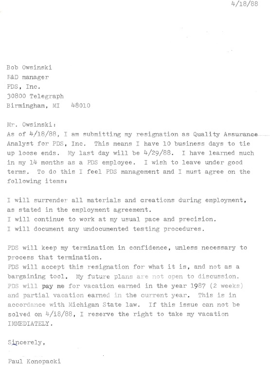 Badass PDS Resignation Letter