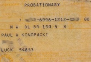 1977 - Paul's Wisconsin Probationary Drivers License