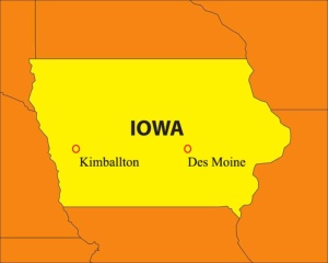 Iowa Map - Kimballton and Des Moines