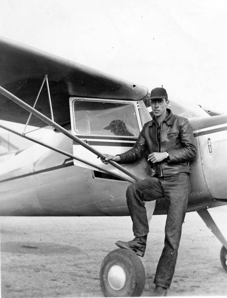 1947 - Vern with plane owned by Solvang Flying Club