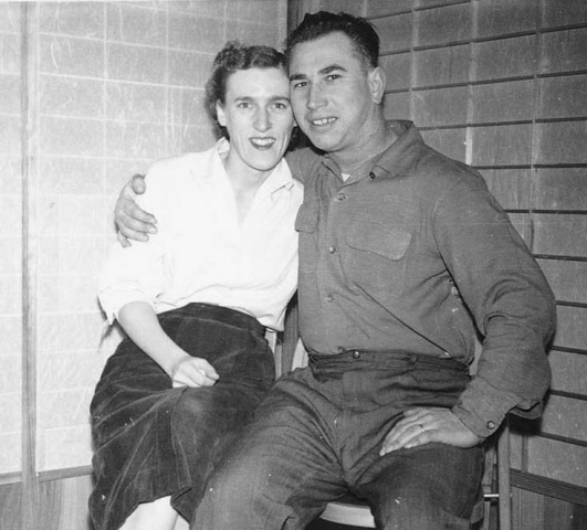 1955 - Miho, Japan - Helga and Walt in corner of their dining room