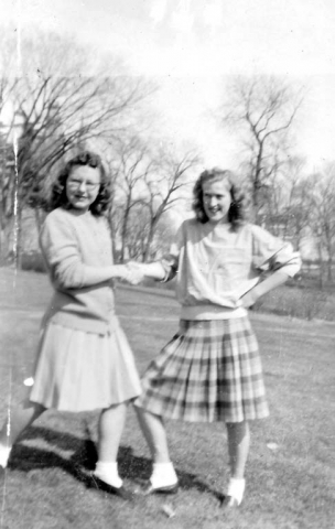 Grace Larsen and Helga Koch (my mom). Roommates at Cornell College.