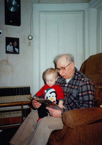1991 - Walt with grandkid, Will, at Christmas in Luck, Wisconsin