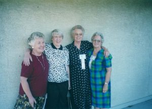 In the year 2000, they meet for their 50th college alumni reunion. Grace Larsen Gibson, Helga Koch Konopacki (my mom), Jean Huxsol Sebern, Mary Hickox McCormick.