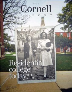 Front cover of the Fall 2015 Cornell Report magazine. Black & White photo was taken by my mother in the late 1940s when she went to school at Cornell College.