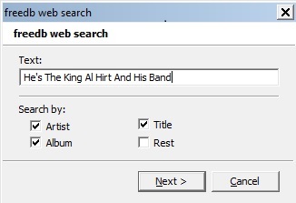 Searching for album meta data for Al Hurt using mp3Tag software
