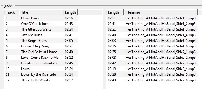 The number of songs match up and lengths are similar. I listen to track #7 which I know the title of. I click Ok to have the meta data applied to each individual track.