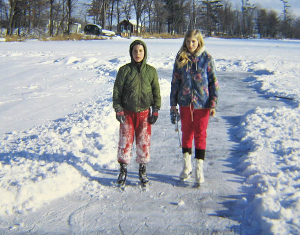 1971 - Paul and Barb on Little Butternut Lake after shoveling a path for skating.
