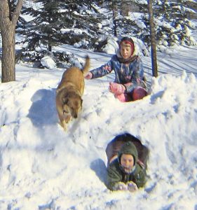 1971 - Paul and Barb with Rusty. Winter in Luck, Wisconsin.