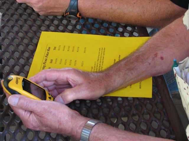 2007 - Someone plugging in coordinates in order to play a poker run game during a SLAGA spring picnic event.