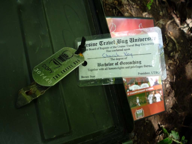 2008 - A travel bug placed in the "Columbia Cache" geocache in southern Missouri.