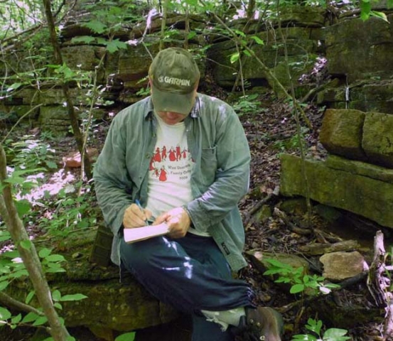 2008 - Signing the logbook at the Bowers Built geocache in southern Missouri.