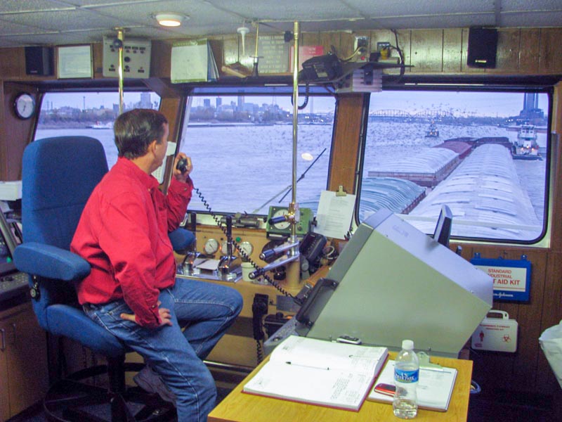Pilot Bobby Parker watching as tow gets built