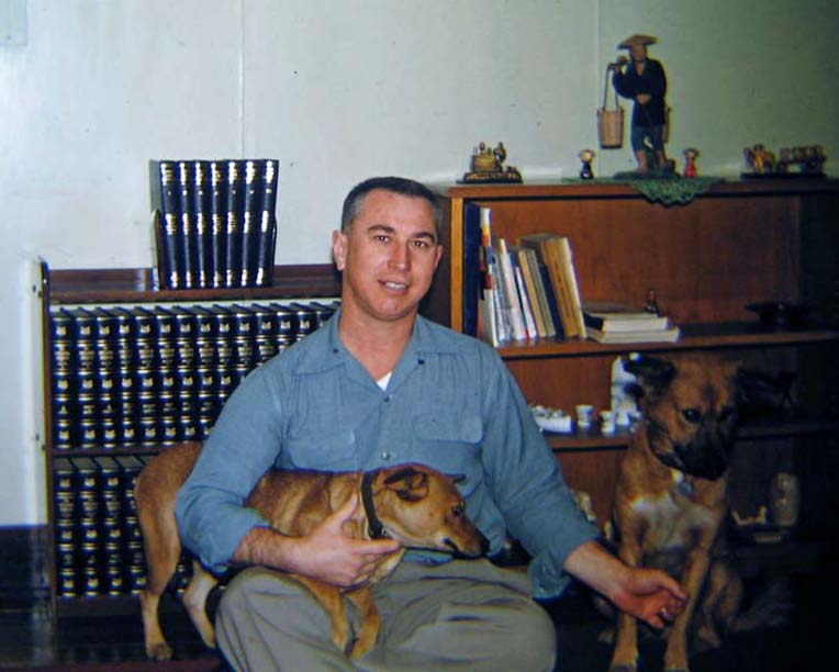 1956 - Christmas in Japan - Walt with Puppy and Fuji