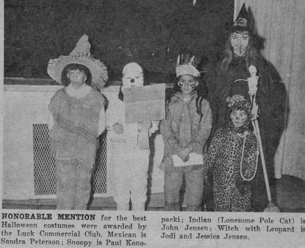 Early 1970s. Award for Snoopy costume. I don't remember what the sign said.