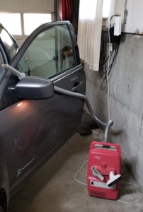 Vacuuming the car