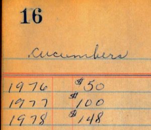 Paul's mom shows ledger of cucumber income