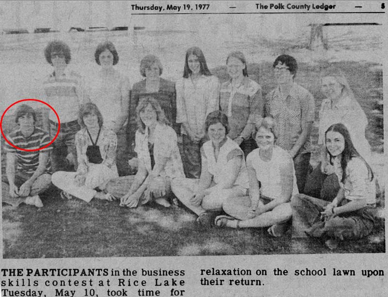 1977. Luck High School students participating in business skills contest