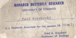 Monarch butterfly tagging membership card