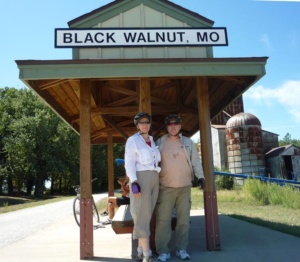 Paul and Elaine at Black Walnut, Missouri stop on the KATY Trail