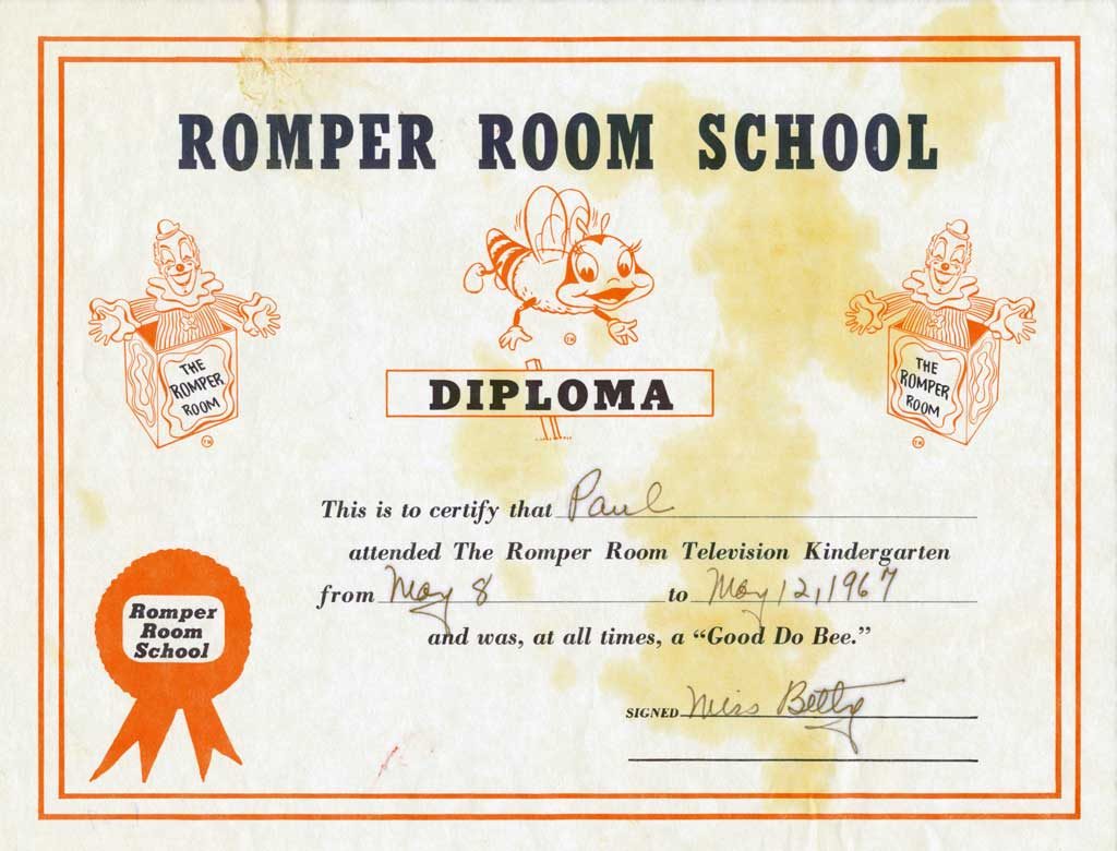 My Romper Room Diploma (attendance certificate)