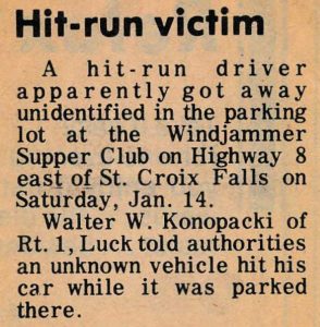 Hit-and-run on Plymouth in Windjammer Supper Club parking lot