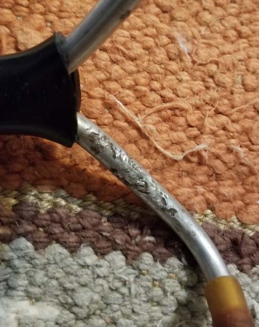 My wrist rocket from the mid 1970s. Signs of missfires.