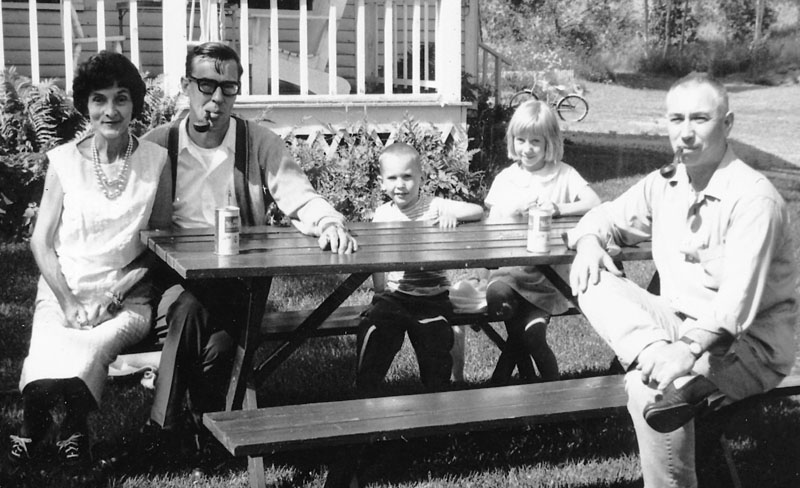 1964 - Luck, Wiscosin. Alice, Vern, Paul, Barb, Walt. Old Milwaukee beer and pipe smoking.
