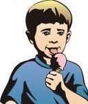 Boy eating ice cream