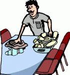 Busboy clearing table