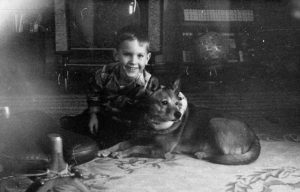 1966 - Paul and Fuji in living room in Duluth, Minnesota.