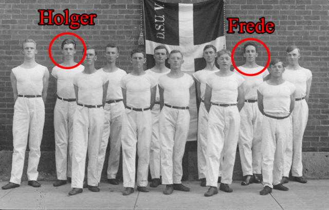 About 1916. Young men's gymnastic group. About 1916. Young men's gymnastic group.