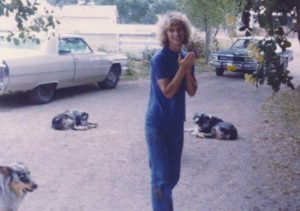 Jackie Arine in her driveway. Our first meeting.