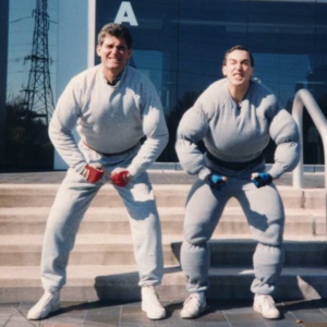 1989. Co-worker and me as SNL's Hans and Franz