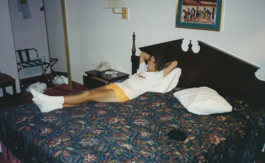 Joe relaxing in motel room in Gallop, New Mexico